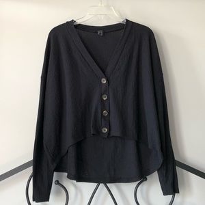 Forever 21 Oversized Cropped Black Cardigan